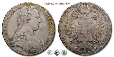 Austria, MARIA TERESA, TALLERO RICONIO, 1780, Zecca di Vienna, ARGENTO, mBB, (KM T1) / Silbertaler von Maria Theresia von Österreich (Maria Theresa of Austria Silver Thaler - World coins - monete mondiali europee austriache d'argento - moneta mondiale europea austriaca - talleri da collezione) | Moruzzi Numismatica