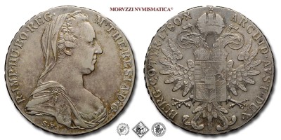 Austria, MARIA TERESA, TALLERO RICONIO, 1780, Zecca di Vienna, ARGENTO, mBB, (KM T1) / Silbertaler von Maria Theresia von Österreich (Maria Theresa of Austria Silver Thaler - World coins - monete mondiali europee austriache d'argento - moneta mondiale europea austriaca - talleri da collezione) | Moruzzi Numismatica
