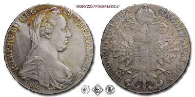 Austria, MARIA TERESA, TALLERO RICONIO, 1780, Zecca di Vienna, ARGENTO, mBB, (KM T1) / Silbertaler von Maria Theresia von Österreich (Maria Theresa of Austria Silver Thaler - World coins - monete mondiali europee austriache d'argento - moneta mondiale europea austriaca - talleri da collezione) | Moruzzi Numismatica