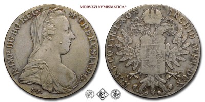 Austria, MARIA TERESA, TALLERO RICONIO, 1780, Zecca di Vienna, ARGENTO, BB, (KM T1) / Silbertaler von Maria Theresia von Österreich (Maria Theresa of Austria Silver Thaler - World coins - monete mondiali europee austriache d'argento - moneta mondiale europea austriaca - talleri da collezione) | Moruzzi Numismatica