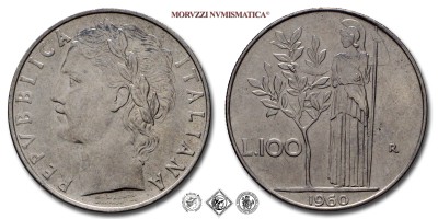Repubblica Italiana, LIRE 100, Minerva, I tipo, 1960, Zecca di Roma, ACMONITAL, SPL, (Pagani 2156) / monete italiane moderne (moneta italiana moderna da collezione) | Moruzzi Numismatica