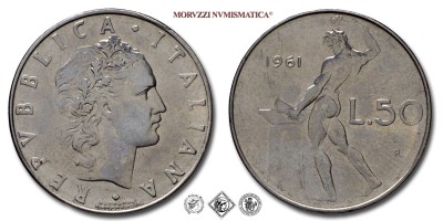 Repubblica Italiana, LIRE 50, Vulcano - I tipo, 1961, Zecca di Roma, ACMONITAL, mSPL, (Pagani 2208) / monete italiane moderne (moneta italiana moderna da collezione) | Moruzzi Numismatica