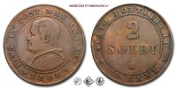 Stato Pontificio, PIO IX, Mastai Ferretti, SOLDI 2, 1866 ANN XXI, Zecca di Roma, RAME, BB, (Pagani 598) / monete papali pontificie (moneta papale pontificia da collezione - 10 CENTESIMI) | Moruzzi Numismatica